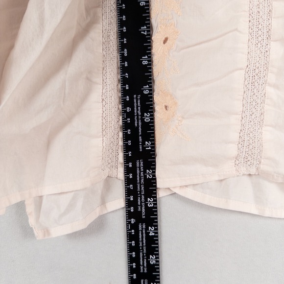 J Crew Top Blouse Womens 12 Light Pink Floral Embroidered Boho Cottage Feminine - Picture 6 of 9